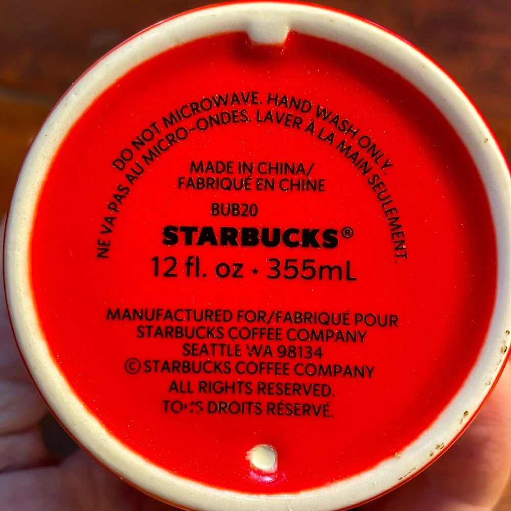 Starbucks Holiday Red Ceramic 12-oz Tumbler *NO LID*